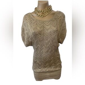 INC Gold Metallic Tunic Top
